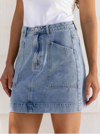 Blue denim skirt