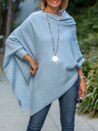 Blue irregular pullover sweater