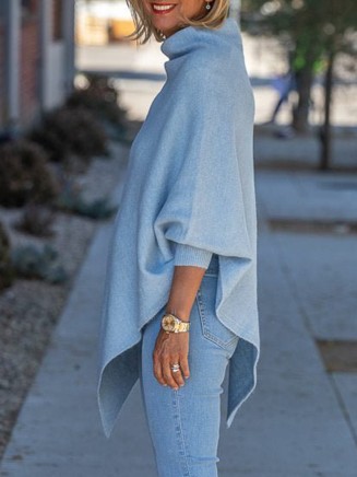 Blue irregular pullover sweater